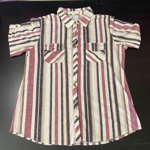 Eden & Olivia Tops - Eden & Olivia Multicolor Striped Button-Down Shirt
